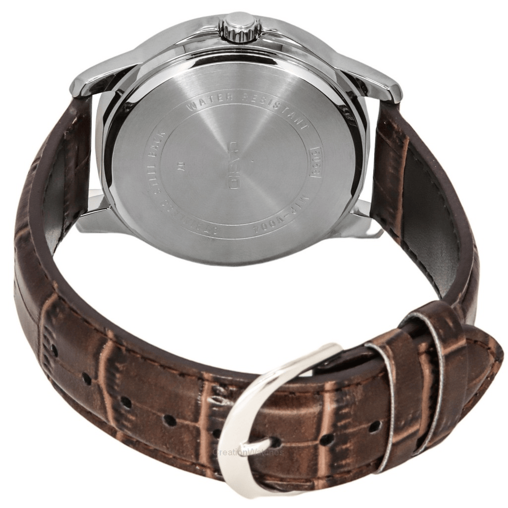 Casio Silver Dial Brown Leather Strap Analog Quartz Men's Watch